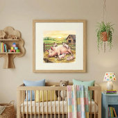 Mama Varken en Biggen Nursery Poster