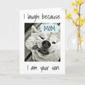 ***MAMA*** VERJAARDAGSWENS VAN JE GELUKKIGE ZOON KAART (Gele Bloem)