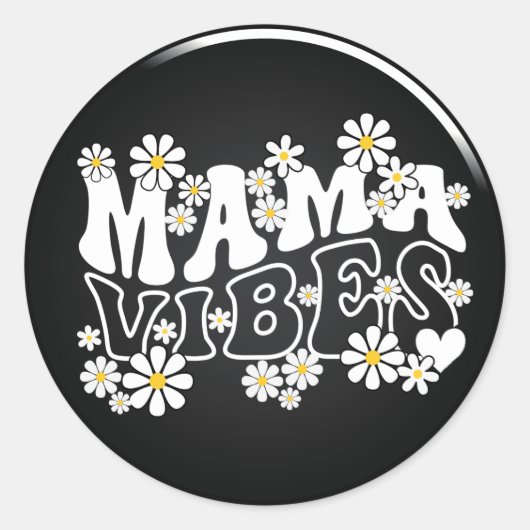 Mama Vibes Classic Round Sticker (Voorkant)