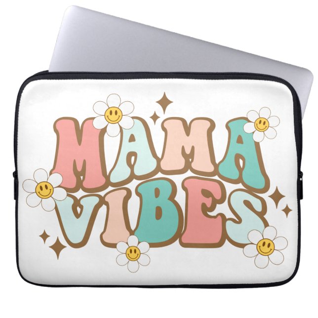 Mama Vibes met Daisies Laptop Sleeve (Voorkant)