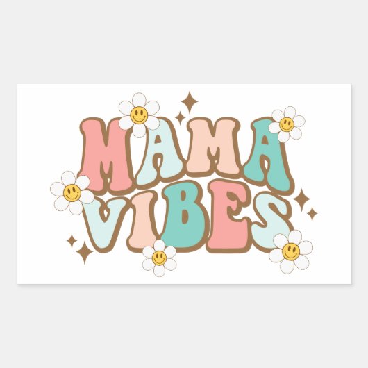Mama Vibes met Daisies Rechthoekige Sticker (Voorkant)