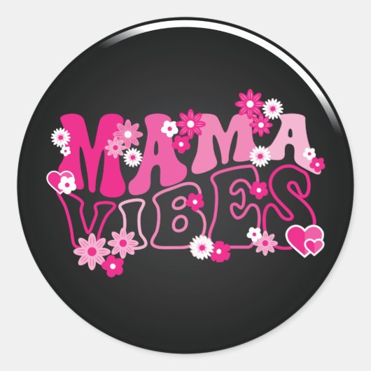 Mama Vibes Ronde Sticker (Voorkant)