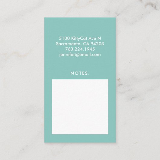 Mama visitekaartje schattige witte kat (Achterkant)