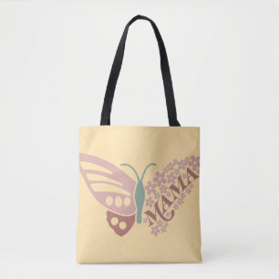 Mama Vlinder Bloemrijke Typografie Ontwerp Tote Bag