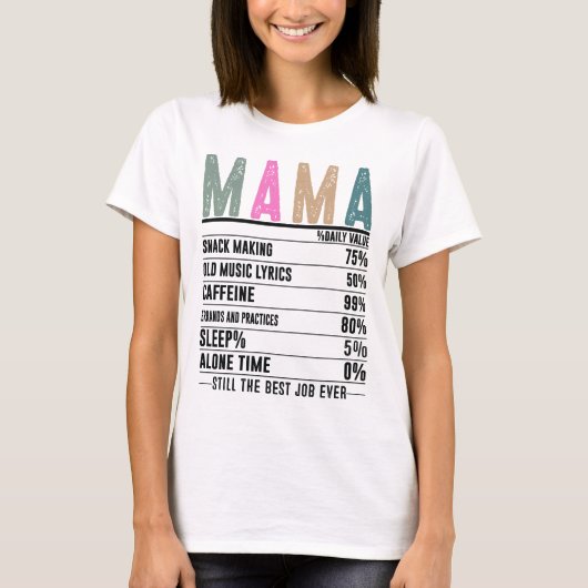 Mama Voeding Feiten T-shirt (Voorkant)