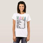 Mama Voeding Feiten T-shirt (Voorkant volledig)