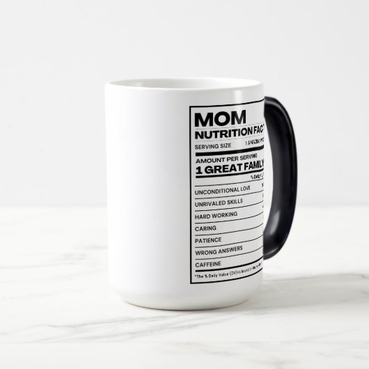 Mama Voedingsfeiten Label Grappig Magische Mok (Voorkant rechts)