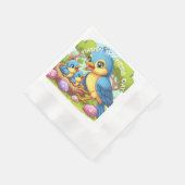 Mama Vogel met baby's in nest Servet (Hoek)