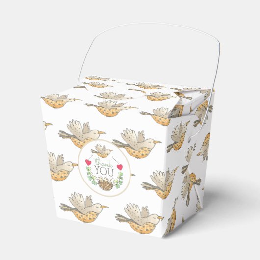 Mama Vogel Vliegen over Nest met harten Dank U F Bedankdoosjes (Voorkant Zijde)