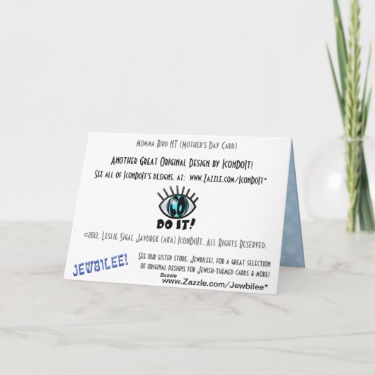 Mama Vogel Voed Baby's In Het Nest Kaart (Achterkant)