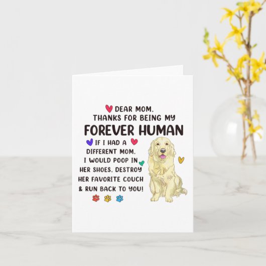 Mama voor altijd mens roomkleurige golden retrieve kaart (Gele Bloem)