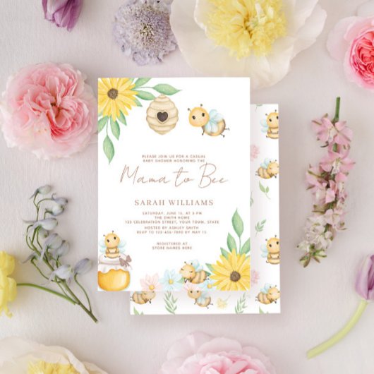 Mama voor Bee Wildflower Baby Shower Kaart