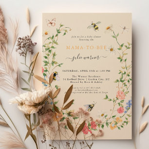 Mama voor Bee Wildflower Baby Shower Kaart