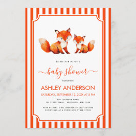 Mama Vosje en Baby Shower Dieren Rood Gestreepte Kaart