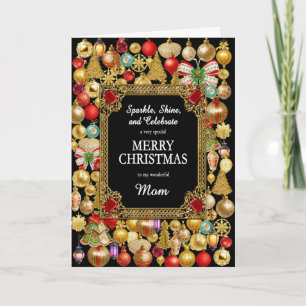Mama Vrolijk kerstfeest met Ornamenten Feestdagen Kaart
