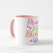 Mama vrouw zegende het leven kleurrijke script Moe Mok (Voorkant links)