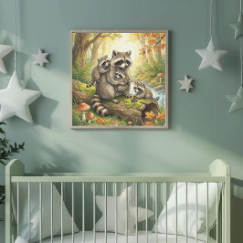 Mama Wasbeer en Haar Baby's Peuterspeelzaal Poster