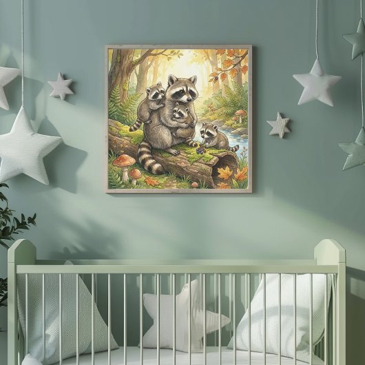 Mama Wasbeer en Haar Baby's Peuterspeelzaal Poster