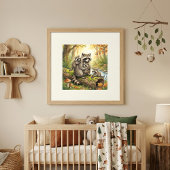 Mama Wasbeer en Haar Baby's Peuterspeelzaal Poster