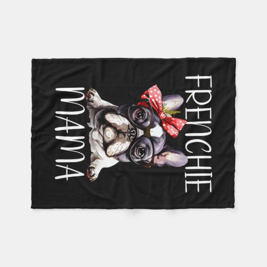 Mama Waterverf Franse buldog hond Moederdag Mo Fleece Deken (Voorkant (Horizontaal))