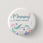 Mama Waterverf Ocean Baby shower Ronde Button 3,2 Cm (Voorkant)