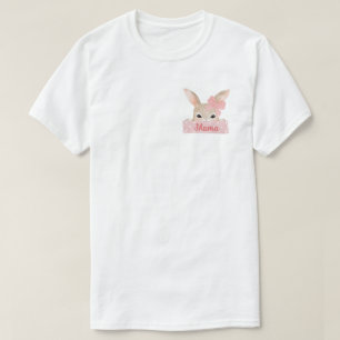 Mama Waterverf Pocket Roze Paashaas T-shirt