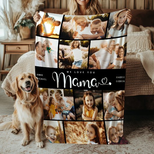 Mama We houden van je harten Moderne fotocollage Fleece Deken