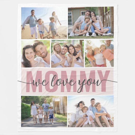 Mama We Love You Fotocollage Moederdag Fleece Deken (Voorkant)