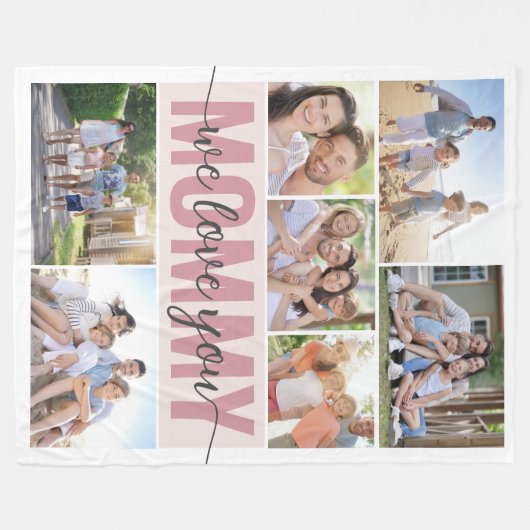 Mama We Love You Fotocollage Moederdag Fleece Deken (Voorkant (Horizontaal))