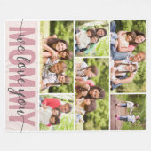 Mama We Love You Fotocollage Roze 6 Afbeeldingen Fleece Deken (Voorkant (Horizontaal))