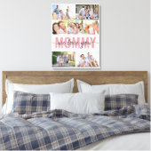 Mama We Love You Fotocollage Roze 7 Afbeeldingen Canvas Afdruk (Insitu (Slaapkamer))