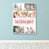 Mama We Love You Fotocollage Roze 7 Afbeeldingen Canvas Afdruk (Insitu (Houten vloer))