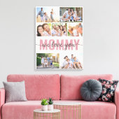 Mama We Love You Fotocollage Roze 7 Afbeeldingen Canvas Afdruk (Insitu (Woonkamer))