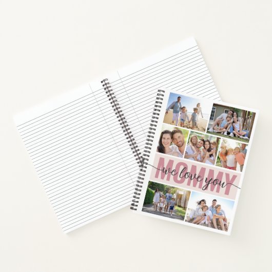 Mama We Love You Fotocollage Roze 7 Afbeeldingen Notitieboek (Binnen)