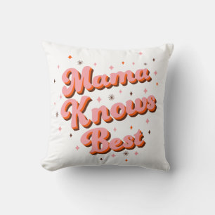 Mama Weet het Best Pink Bruin Grappige Retro Typog Kussen