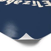 Mama Whale Navy Blue Monogram Naam Moederdag Perfect Poster (Hoek)