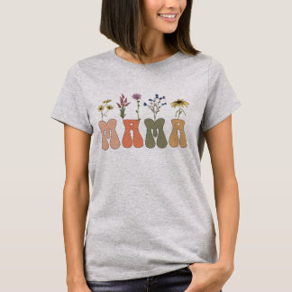 Mama Wildflower Moeder Retro Groovy Bloem T-shirt