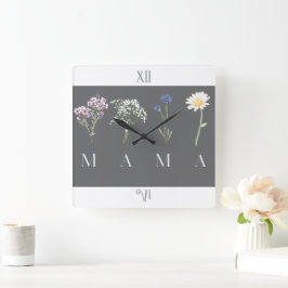Mama Wildflower Moederdag & Verjaardag Vierkante Klok