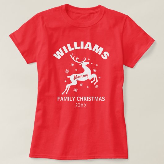 Mama Winter Rendier Familie Kerst T-shirt (Design voorkant)