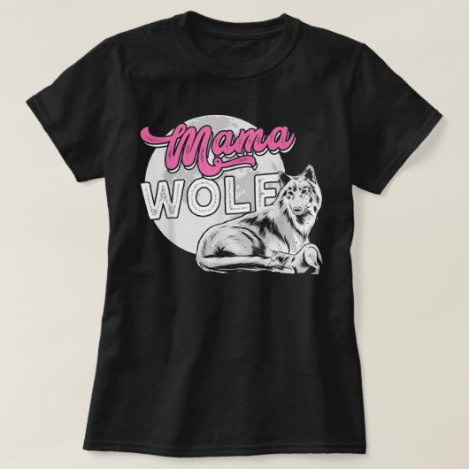 Mama Wolf beschermt haar kleine kind T-Shirt (Design voorkant)