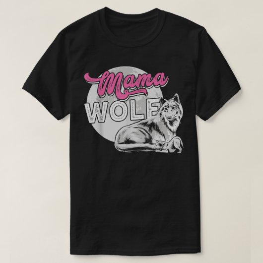 Mama Wolf beschermt haar kleine kind T-Shirt (Design voorkant)