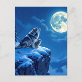 Mama Wolf en haar welp huilen bij de maan Briefkaart (Voorkant)