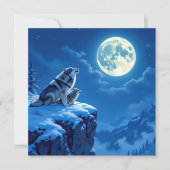 Mama Wolf en haar welp huilen bij de maan Feestdagenkaart (Voorkant)