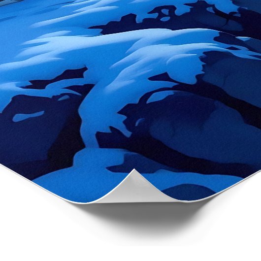 Mama Wolf en haar welp huilen bij de maan Poster (Hoek)