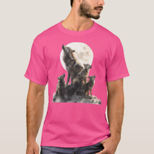 Mama Wolf huilt naar maan Wolf houdt van moederdag T-shirt