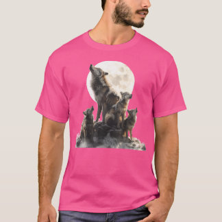 Mama Wolf huilt naar maan Wolf houdt van moederdag T-shirt