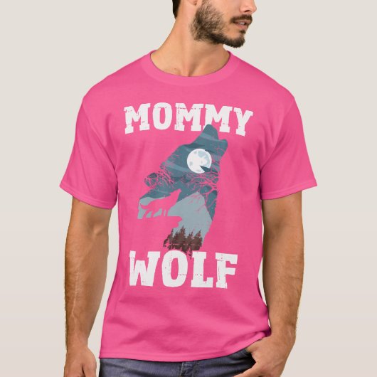 Mama Wolf Silhouette Mama Howling Wolf Moederdag T-shirt (Voorkant)