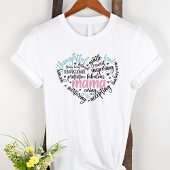 Mama Word Cloud Blue en Roze Heart Moeder T-shirt