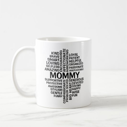 Mama Word Cloud Naam Koffiemok (Links)