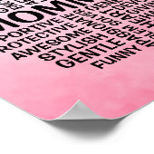 Mama Word Cloud Naam Pink Ombre Poster (Hoek)